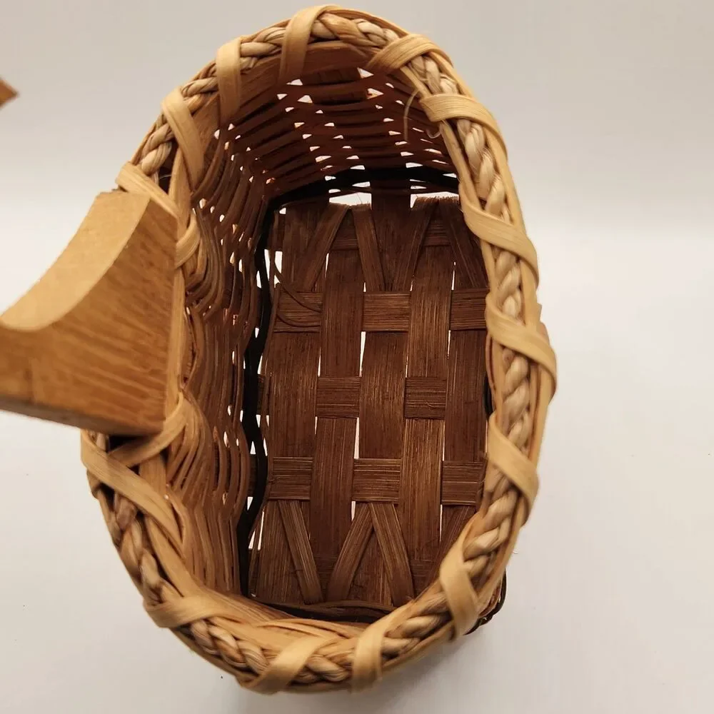 Vintage Woven Wooden Hanging Door Knob Basket